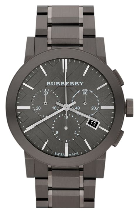 burberry large chronograph bracelet watch 42mm gunmetal|Burberry chronograph gunmetal.